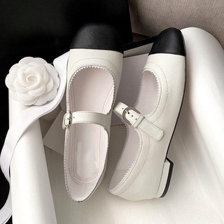 Little fragrance Mary Jane zapatos mujer 2021 primavera y verano nuevo retro de una palabra hebilla zapatos planos blanco zapatos de ballet (1)