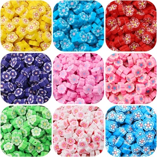 30 Cuentas De 10 Mm De Impresión De Flores , Perlas De Arcilla Polimérica , Color Mixto , Espaciador Para Hacer Joyas
