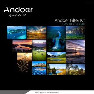 ✧ Andoer 52mm UV+CPL+FLD+ND(ND2 ND4 ND8) Kit de filtro de fotografía juego de filtro ultravioleta Circular polarizante fluorescente de densidad Neutral para Nikon Canon Sony Pentax DSLRs (7)