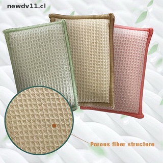 NEWD 6 PCS Bamboo fiber sponge kitchen cloth cleaning brush scouring pad reusable CL