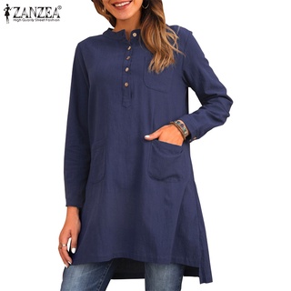 zanzea mujeres dobladillo irregular suelto vintage casual retro blusa