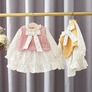 2 Piezas Conjunto Baywell Bebé Niñas Vestido + Chaleco Floral Princesa Disfraz Niño Niños Ropa Primavera Otoño