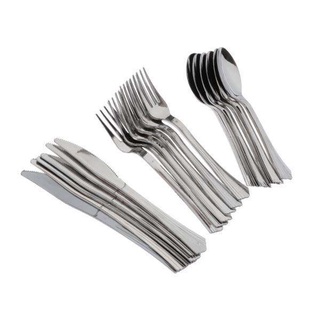 3x 18/set vajilla de plástico desechable cubiertos juego de tenedores cuchillos cucharas plata