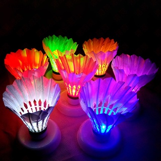 [twopure] 4Pcs Colorful LED Badminton Shuttlecock Ball Feather Glow in Outdoor Sport [twopure]