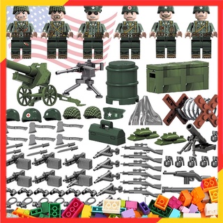 Serie militar de la guerra mundial minifiguras de juguete Kit de construcción Lego juguetes de la segunda guerra mundial ejército alemán hombres Blitzkrieg soldados paquete de armas para niños preescolares mayores de 4+ Compatible con las principales marcas (1)