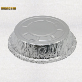 Hu| 50pcs desechables redondos de aluminio de aluminio barbacoa bandeja de alimentos recipiente antiadherente (7)