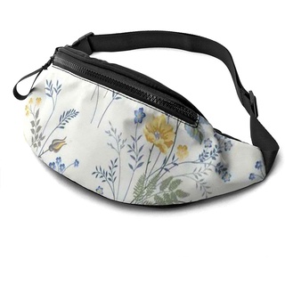 Fashion casualMen Women Large Fanny Pack Blue Flower Floral Roses Adjustable Waist for Sports Workout Traveling Running