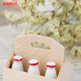 [azazel]botellas de leche miniatura y cesta de leche para casa de muñecas 1/12 Ki (2)