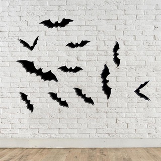 New items Halloween Decoration 12Pcs 3D Spooky Bat Wall Sticker Halloween Party Bar Wall Decoration (6)