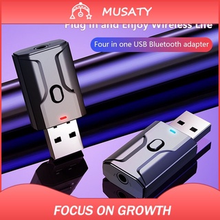 MUSATY_CL Bluetooth 5.0 Receptor Transmisor Dos En Uno Micrófono USB Adaptador De Audio Inalámbrico