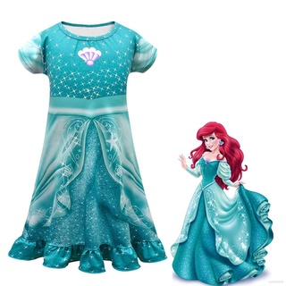 The Little Mermaid Princess Ariel Cosplay Costume Dress Children Long Short-sleeved Skirt Ruffle Skirt For 3-8 years old Girl Wholesale contact customer service Wholesale contact customer service