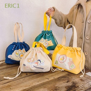 ERIC1 Girls Canvas Handbag Portable Lunch Box Organizer Lunch Bag Travel Cute Picnic Beam Mouth Tote Bag Camping Insulation Bag Drawstring bag/Multicolor