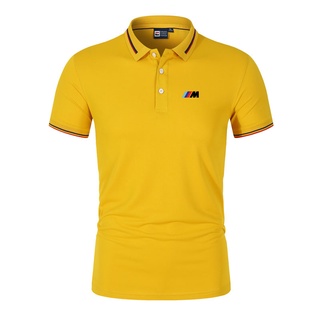 Bmw clásico Polo de los hombres de la moda de rayas cuello de Polo con mangas cortas de negocios Casual de alta calidad solapa tenis camisa de Golf Tops