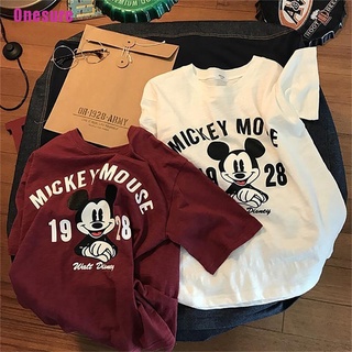 [onesure] disney mickey mouse impresión de dibujos animados jersey gráfico top camisetas parejas coincidencia