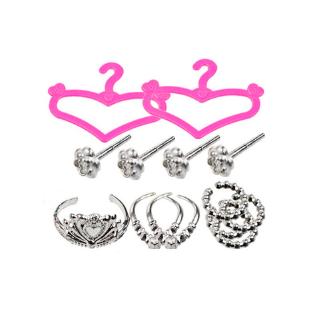 Collar de joyería pendiente corona accesorio Para muñecas Barbie regalo 42pzas/set (4)