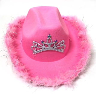MOILY Wedding Cap Party Feather Edge Cowboy Hats Western Crown Fashion Sequin Edge Dress Up Costume Accessories Cowgirl (8)