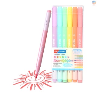 MJ 6 colores Set pincel iluminador bolígrafos Pastel rotulador para niños estudiantes adultos artistas para dibujar colorear resaltar