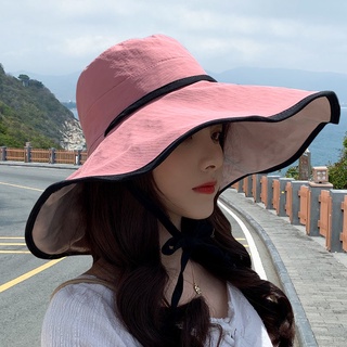 Sombrero de pescador de borde grande, protección solar para mujer, sombrero para el sol, ala grande