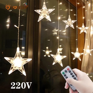 [2.5M Cortina de luces de hadas] [LED navidad guirnalda estrella cadena] [impermeable interior al aire libre luces decorativas para el hogar, año nuevo, fiesta, boda, cumpleaños, ramadán] (1)
