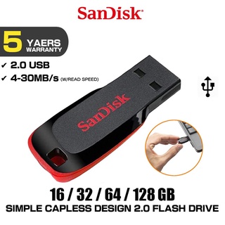 SanDisk Pendrive USB 2.0 Flash drive Thumb drive 16GB/32GB/64GB/128GB pen drive Cruzer Blade CZ50