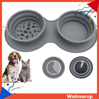 [wmp] pet bowl plegable portátil de silicona gato perro alimento dual-bowl accesorios para mascotas