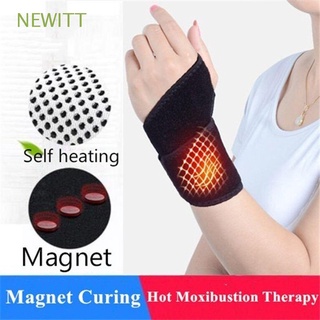 NEWITT 1pair Wristband Magnet Wrist Sports Wristband Health Care Keep Warm Support Brace Guard Men Women Self-heating Wrist Protector Tourmaline Pain Relief/Multicolor (1)