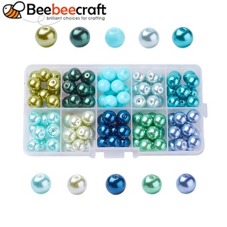 beebeecraft 1 caja mezcla perlas de vidrio redondo perlas de cristal mezclado color 10 mm agujero: 1 mm; aproximadamente 110 unids/caja