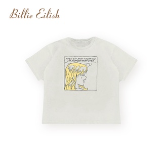 billie eilish blanco manga corta t-shirt masculino marea nuevo diseño sentido femenino nicho fashi listo stock
