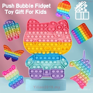 YL🔥Stock listo🔥Lindo Pop It juguete de gran tamaño Hello Kitty gato para niña niños niños adolescentes arco iris Jumbo Super Big Popit burbuja Push Pop It juego sensorial Fidget juguete regalos