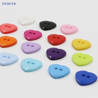 HXBGXB 50 botones de resina en forma de corazón, 2 agujeros, botones de costura para bricolaje, manualidades, Color aleatorio