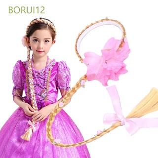 Borui12 linda peluca Cosplay rubia Rapunzel Princesa accesorios Para el cabello Headwear peluca trenzada tejido