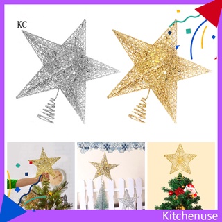 [KC] Alambre de hierro estrella árbol de navidad estrella Topper luces sólidas para fiesta (1)