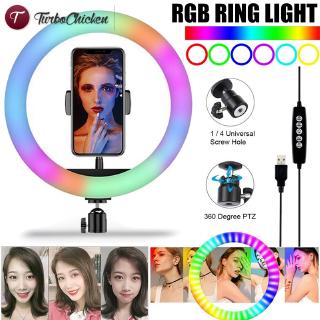 Luz de relleno anillo de luz con soporte de teléfono regulable RGB LED Selfie luz portátil de maquillaje lámpara