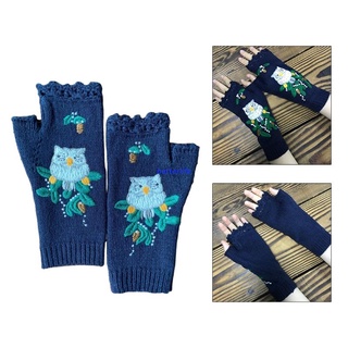 Btf guantes de medio dedo de punto sin dedos guantes con agujero para pulgar invierno caliente guantes
