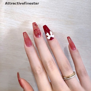 【AFS】 New Wearing Nail Patch Fake Nail Finished Removable Bow cherry Nail Sticker 【Attractivefinestar】