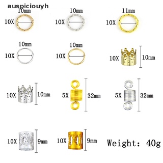(auspiciouyh) 100 unids/set trenza de pelo dreadlock cuentas anillo extensión clip de pelo accesorios en venta (9)