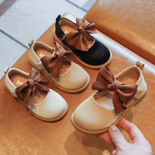 Los niños Bowknot zapatos 2021 otoño nuevas niñas dulce princesa zapatos de los niños de fondo suave zapatos de cuero Casual de moda para la boda