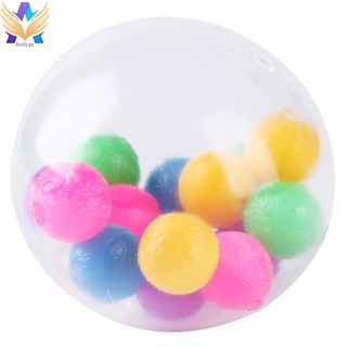 bola de exprimir juguete, bola de estrés aplastado con cuentas de color, arco iris sensorial fidget juguete