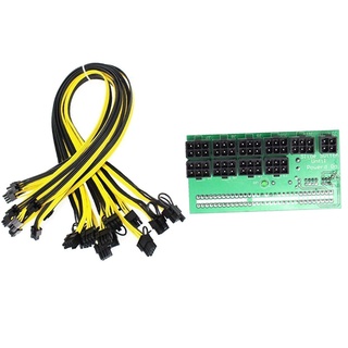 ETH ZEC Mining Server Power Supply 12V GPU / PSU Breakout Board 9Pcs 18AWG PCI-E 6 Pin to 6+2 Pin Cables Power Adapter