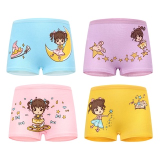 【VILISI】4 Pcs/Set Girls Cotton Boxer Shorts Kids Boxer Pants Cotton Baby Panties Children's Underwear