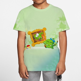 (estilo 8) dibujos animados pequeño monstruo impresión Om Nom niños camiseta de verano cuello redondo manga corta jersey niños animado juego de la línea de Up T-shirt (1)