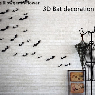 Blowgentlyflower 12PCS Halloween Decoration 3D Black PVC Bat Halloween Party Decor Props Sticker BGF