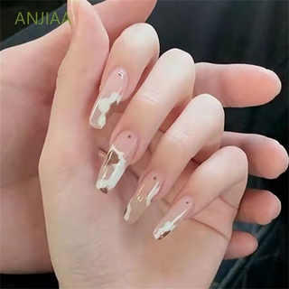 ANJIAA Artificial Fingernails Fake Nails Spring Summer Nail Finished Products Nail Patch Fashion Nail Sticker False Nails Full Cover Small Flower Removable