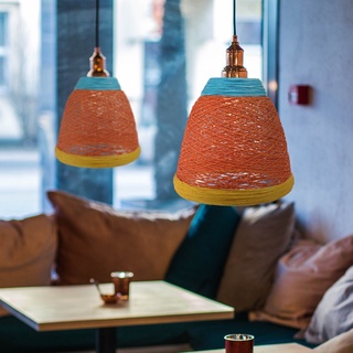 1 pza lámpara colgante de ratán estilo idílico lámpara de techo decorativa (marrón)