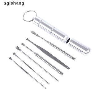 sgisg 6 piezas kit de eliminación de cera de oreja de acero inoxidable herramienta de limpieza de oídos set de acero. (1)
