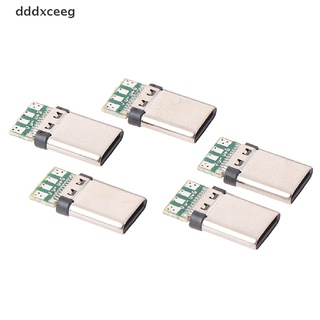 *dddxceeg* 5Pcs USB 3.1 Type C Male DIY Solder Plug Connector Socket Attached PC Board hot sell