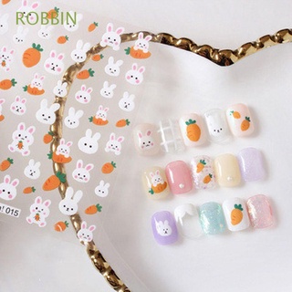 ROBBIN Women Nail Art Decorations Ins DIY Nail Decals Cartoon Nail Sticker Flower Self-adhesive Rabbit Summer Girls Panda Manicure Accessories