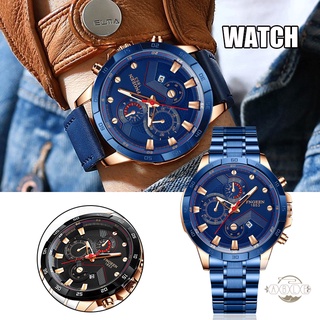 Reloj de cuarzo para hombre con correa de acero blanco/funda de Metal resistente al agua profunda/reloj multifunción para hombres (1)