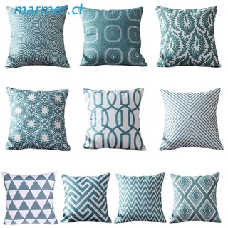 MAR3 Blue Embroidered Cushion Cover Geometric Turquoise Decorative Pillow Case for Home Room Sofa Car Seat Decoration Supplies