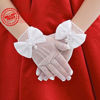1 Par De guantes De moda para bebés/niños/niñas/con encaje blanco/imitación De perlas O7W9